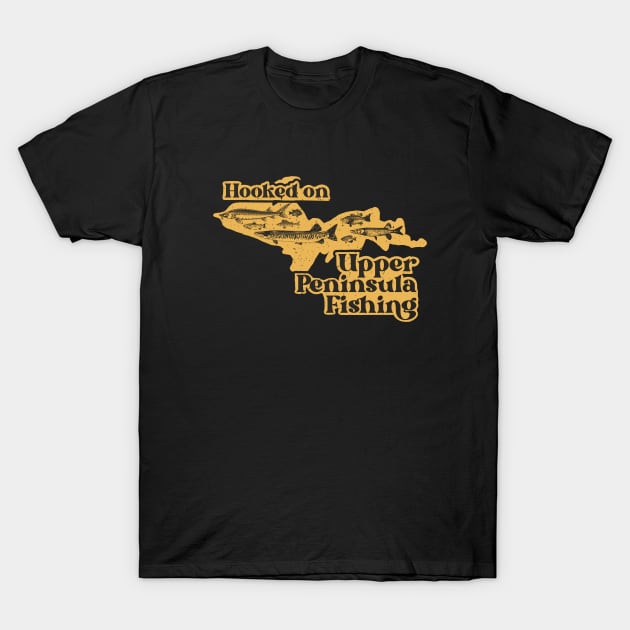 Hooked on Upper Peninsula Fishing - Vintage MI and U.P Angler T-Shirt by Aaron's Outdoors